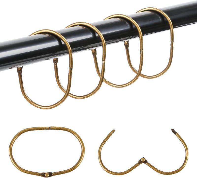 Mafegu 20Pcs Shower Curtain Hooks,Metal Oval Shower Curtain Hooks Roman Rings Rustproof Decorative Shower Curtain Rings for Bathroom, Bathtub, Window, Balcony (20, Oval-Bronze) - Image 1